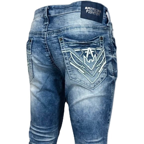 AMERICAN FIGHTER Men Denim Jeans DEFENDER AXIS MAN - Picture 2 of 13